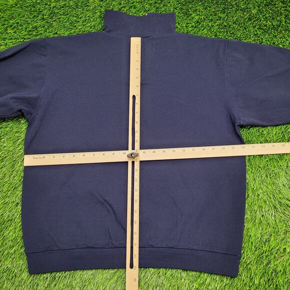 Vintage MOD Blank 1/4 Zip Sweatshirt Womens Large 22x24 Blue - Picture 4 of 12